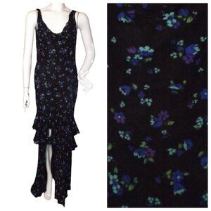 RAT & BOA Maxi Dress, M, Santiago Blue Floral, Walk-thru/Asymmetrical,Sleeveless